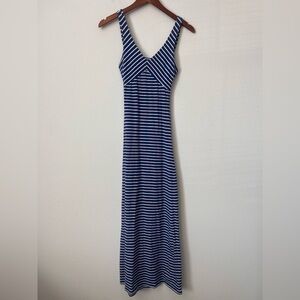 TOMMY GIRL Blue & White Striped Open Back Maxi Dress